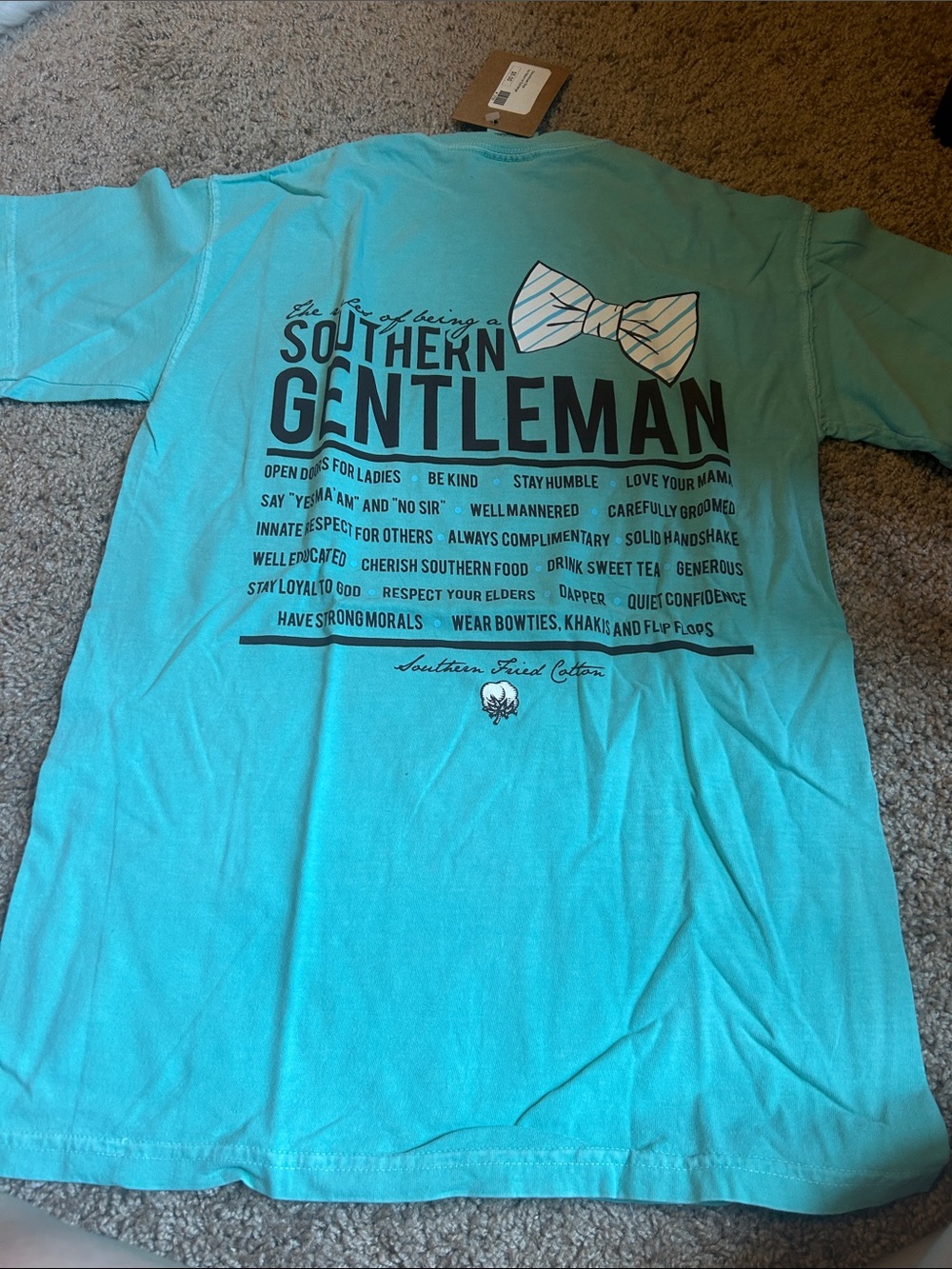 Southern Fried Cotton Southern Gentleman Short Sleeve Tee in Turquoise